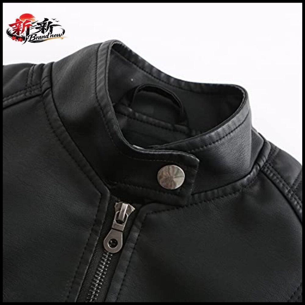 Faux Leather Bomber Jacket Women's Belted Motorcycle Jacket - Picture 2 of 7